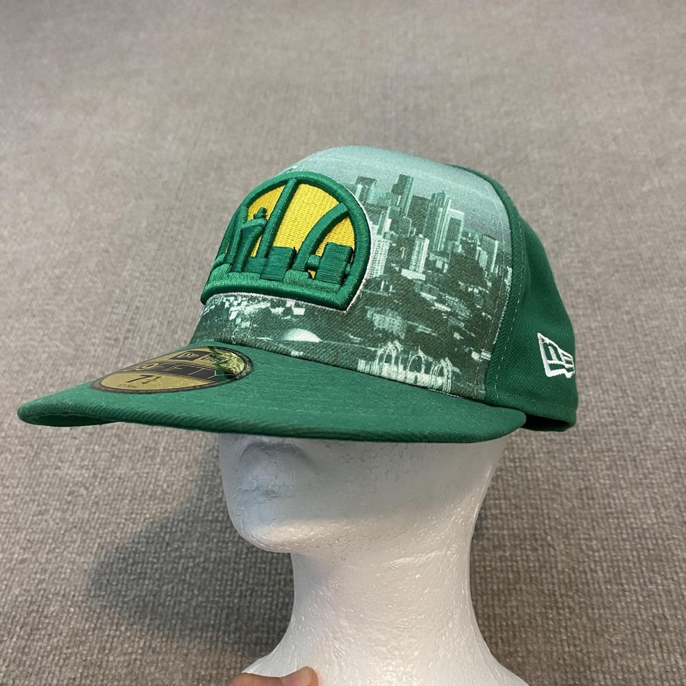 Seattle Supersonics Hat Cap Fitted Mens 7 1/4 Green NBA Basketball New Era